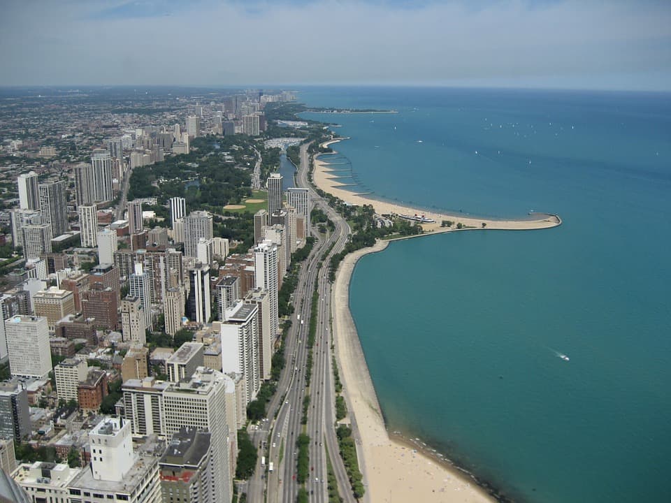 where chicago city beaches meet blue water
